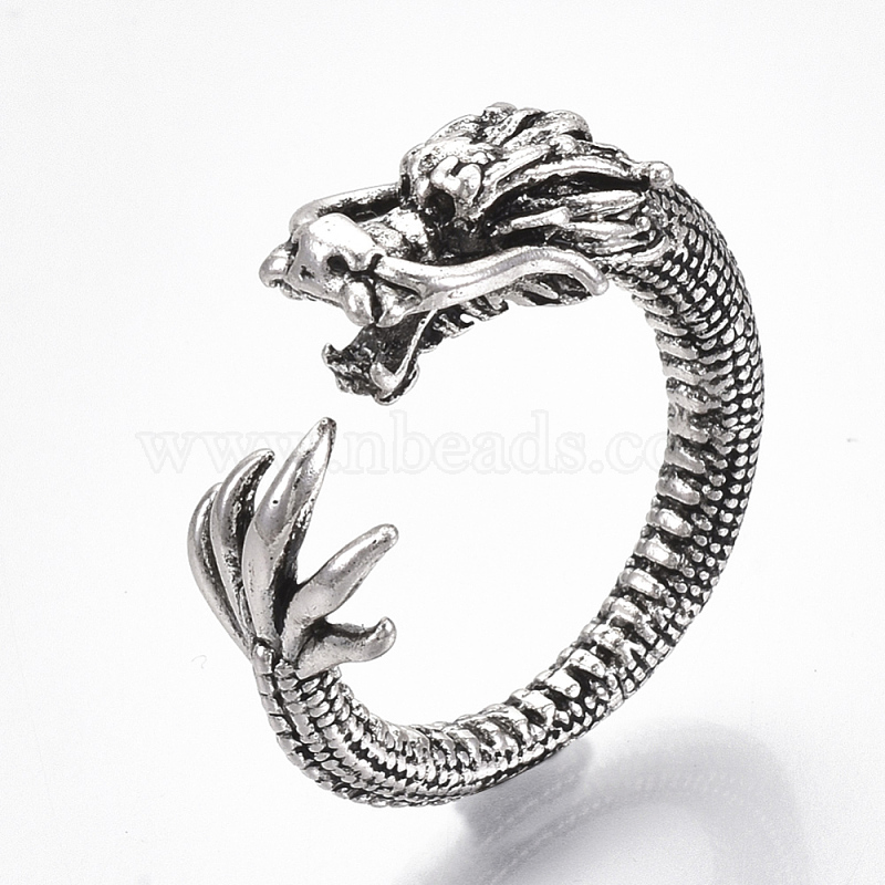 Adjustable Tibetan Style Alloy Cuff Rings, Open Rings, Dragon, Size 8 ...