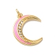 Moon Rack Plating Brass Micro Pave Cubic Zirconia Enamel Pendants(KK-G504-06G-02)-1