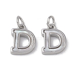 Brass Pave Shell Letter D Charms, Platinum, 12x9.5x2mm, Hole: 3mm(KK-G497-11P)