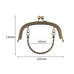 Alloy Kiss Lock Purse Frame Handle, for Coin Purse Making, Antique Bronze, 150x130mm(PW-WG82AEE-13)