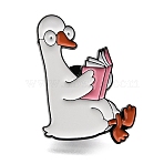 Reading Duck Enamel Pins, Black Alloy Lapel Pin Backs for Backpack Clothes, White, 30x21.5mm(JEWB-E797-01B-EB)