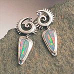 Alloy Enamel Dangle Earrings, with Glass, Antique Silver, Triangle, 45mm(FS-WG6E131-09)