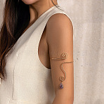 Stylish Iron Cuff Bangles, Screw Thread, with Natural Gemstone, Golden, Inner Diameter: 3-1/2 inch(9cm)(FS-WG55E49-03)