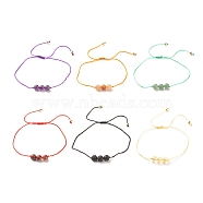 6Pcs 6 Style Natural & Synthetic Gemstone Round Beads Cord Bracelets Set, Stackable Adjustable Bracelets for Women, Inner Diameter: 3/8~3-1/4 inch(1~8.2cm), 1Pc/style(BJEW-JB08014)