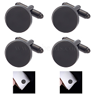WADORN 4Pcs Titanium Steel Cuff Button, Cufflink Findings for Apparel Accessories, Flat Round, Black, 20x18x15mm(STAS-WR0001-04)