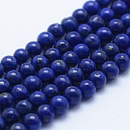 Natural Lapis Lazuli Beads Strands, Grade A, Round, 4mm, Hole: 1mm, about 94pcs/strand, 15.5 inch(39.5cm)(G-P342-01-4mm-A)