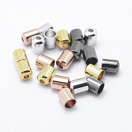 Brass Cord Ends, End Caps, Column, Long-Lasting Plated, Mixed Color, 5x4mm, Hole: 1mm, 3mm inner diameter(KK-K206-05)