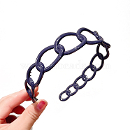 Plastic Curb Chains Shape Hair Bands, Wide Hair Accessories for Women, Midnight Blue, 120mm(OHAR-PW0003-188B)
