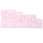 Velvet Jewelry Pouches, Jewelry Gift Bags with Snap Button, for Ring Necklace Earring Bracelet Storage, Square, Pearl Pink, 7x7cm(WG29129-16)