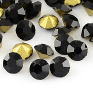 Grade A Glass Pointed Back Chaton Rhinestones, Back Plated, Diamond, Jet, 3.4~3.5mm, about 144pcs/gross(RGLA-PP27-05A)