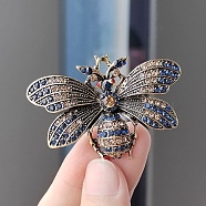 Alloy Rhinestone Brooch for Backpack Clothes, Bees, Antique Golden, 40x58mm(PW-WG61EF0-01)