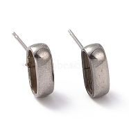 201 Stainless Steel Stud Earring Findings, with Horizontal Loop and 316 Stainless Steel Pin, Oval, Stainless Steel Color, 10x3.5mm, Hole: 2.5mm, Pin: 0.7mm(STAS-K241-23P)
