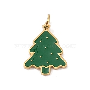 Christmas Theme 304 Stainless Steel Pendants, with Enamel and Jump Ring, Real 14K Gold Plated, Christmas Tree, 15x11.5x1mm, Hole: 3mm(STAS-F305-02)