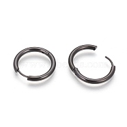 304 Stainless Steel Hoop Earrings, Manual Polishing Huggie Earrings, Gunmetal, 10 Gauge, 13x2.5mm, Pin: 0.9mm(±0.1mm), Inner Diameter: 8mm(EJEW-P177-B-13)