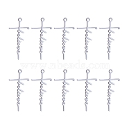 10Pcs Believe Cross Charm Pendant Cross Faith Charm Necklace Stainless Steel Pendant for Christian Religious Jewelry Gifts Making, Stainless Steel Color, 40.7x20.5mm, Hole: 2mm(JX518A)