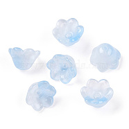 Baking Painted Transparent Glass Bead Caps, Campanula, Cornflower Blue, 11x7.5mm, Hole: 1.2mm, about 980~1000pcs/set(DGLA-N004-10)