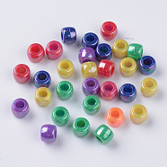 Opaque Acrylic European Beads, AB Color Plated, Large Hole Beads, Rondelle, Mixed Color, 8x6mm, Hole: 4mm, about 2380pcs/500g(MACR-Q239-017)