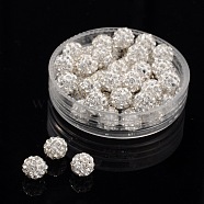 Pave Disco Ball Beads, Polymer Clay Rhinestone Beads, Grade A, Crystal, PP9(1.5.~1.6mm), 6mm, Hole: 1mm(RB-Q195-6mm-001)