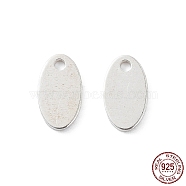 925 Sterling Silver Charms, Blank Oval, Silver, 7x4x0.6mm, Hole: 0.9mm(STER-F053-09S)