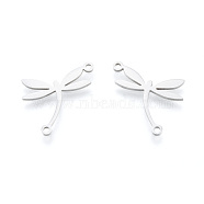 201 Stainless Steel Connector Charms, Dragonfly, Stainless Steel Color, 17.5x21x1mm, Hole: 1.5mm(STAS-N090-LA998-1)