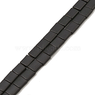 Electroplated Frosted Non-magnetic Synthetic Hematite Beads Strands, Square, 2-Hole, Gunmetal Plated, 5x5x2mm, Hole: 0.8mm, about 74pcs/strand, 15.75 inch(40cm)(G-G089-B01-16)