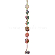 Gemstone Pendant Decorations, with Alloy Beads, 315x18x17mm(HJEW-JM01871)