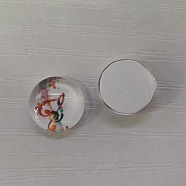 Glass Cabochons, Flat Round, Music Note Pattern, Colorful, 10x4mm, 140pcs/bag(GLAA-WH0025-31A-07)