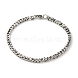 201 Stainless Steel Cuban Link Chain Bracelets, Stainless Steel Color, 8-7/8 inch(22.5cm)(STAS-Z056-08P)