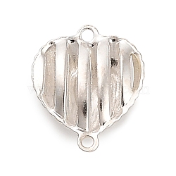 925 Sterling Silver 3D Holow Connector Charms, Silver Color Plated, Heart, 8.5x7x2.5mm, Hole: 0.7mm(STER-F058-02S-01)