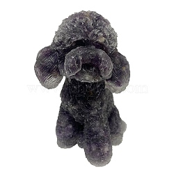 Resin Dog Display Decoration, with Natural Amethyst Chips inside Statues for Home Office Decorations, 55x55x100mm(PW-WG24750-02)