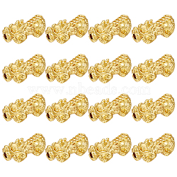 18Pcs Alloy Beads, Pixiu with Chinese Character Cai, Real 24K Gold Plated, 24~25x12x10mm, Hole: 3mm(PALLOY-BC0001-16C)