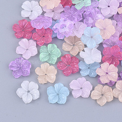 Resin Beads, for Jewelry Making, Flower, Mixed Color, 12.5x12.5x3.5mm, Hole: 1.2mm(X-RESI-T040-014)