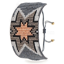 Miyuki Glass Seed Braided Bead Bracelet, Spark Star Friendship Bracelet for Women, Silver, 11 inch(28cm)(BJEW-A121-63C)