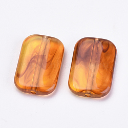 Acrylic Beads, Imitation Amber, Rectangle, Dark Orange, 22x14.5x4.5mm, Hole: 1.5mm(X-OACR-S016-34)