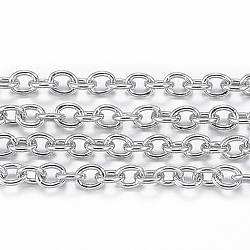 3.28 Feet 304 Stainless Steel Cable Chains, Soldered, Oval, Stainless Steel Color, 2x1.5x0.4mm(X-CHS-H009-04P)