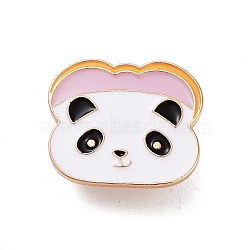 Alloy Enamel Brooches, Light Gold Enamel Pin, Panda, 24x28x2mm(JEWB-K021-03F-KCG)