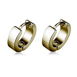 Brass Huggie Hoop Earrings, Real 18K Gold Plated, 4x8.5x2.3mm(EJEW-EE0002-252C)