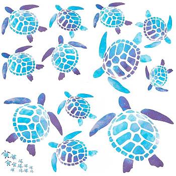 Gorgecraft 1 sets 3D Turtle Laser Flash Stickers, Confetti Sticker Shiny Decoration Sticker, for DIY Diary, Notebooks and Arts Card Making, Ocean Themed Pattern, 26.5x29x0.1cm