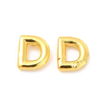Brass Hollow Out Initial Letter Stud Earrings for Women, Real 18K Gold Plated, Lead Free & Cadmium Free, Letter.D, 7x6x1.5mm, Pin: 0.8mm