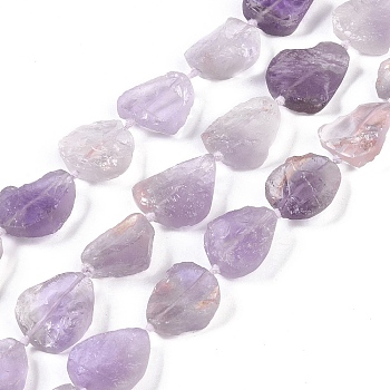 Natural Ametrine Beads Strands, Nuggets, 20~21x16~17x7.5~8mm, Hole: 1.2mm, about 21pcs/strand, 16.93''(43cm)