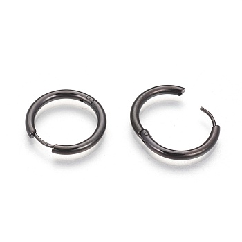 304 Stainless Steel Hoop Earrings, Manual Polishing Huggie Earrings, Gunmetal, 10 Gauge, 13x2.5mm, Pin: 0.9mm(±0.1mm), Inner Diameter: 8mm