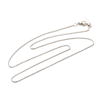 1mm Rack Plating Brass Box Chain Adjustable Slider Necklaces for Women Men, Cadmium Free & Lead Free, 901 Stainless Steel Clasp, Long-Lasting Plated, Platinum, 21.65 inch(55cm)