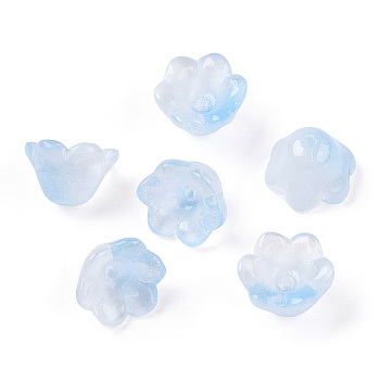 Baking Painted Transparent Glass Bead Caps, Campanula, Cornflower Blue, 11x7.5mm, Hole: 1.2mm, about 980~1000pcs/set