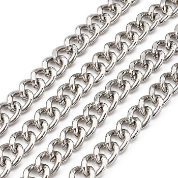 Iron Twisted Chains, Unwelded, Oval, with Spool, Platinum, 18x14x3.5mm, about 65.61 Feet(20m)/roll
