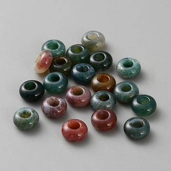 Natural Indian Agate European Beads, Large Hole Beads, Rondelle, 10x4.5mm, Hole: 4mm