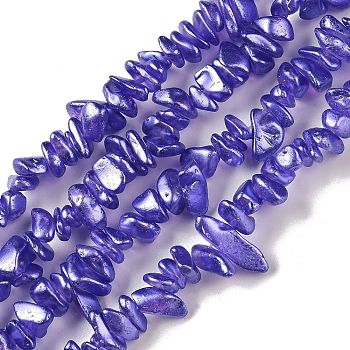 Electroplate Glass Beads Strands, Chip, Medium Slate Blue, 2.5~6.5x3~10x4~12.5mm, Hole: 1mm, 33.86''(86cm)