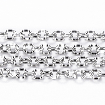 3.28 Feet 304 Stainless Steel Cable Chains, Soldered, Oval, Stainless Steel Color, 2x1.5x0.4mm