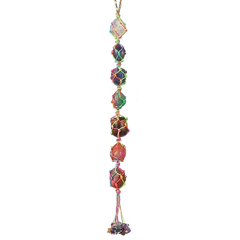 Gemstone Pendant Decorations, with Alloy Beads, 315x18x17mm