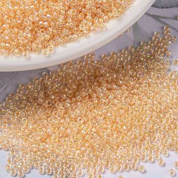 MIYUKI Round Rocailles Beads, Japanese Seed Beads, (RR282) Bisque Lined Crystal AB, 15/0, 1.5mm, Hole: 0.7mm, about 27777pcs/50g