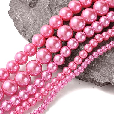 4mm HotPink Round Glass Pearl Beads